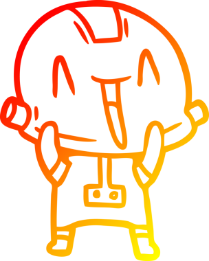 Bir insan tarafından çizilen çizgi film robotunun sıcak çizgi çizimi