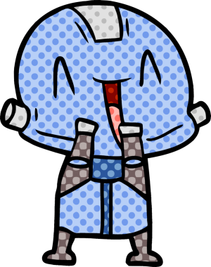 Bir insan tarafından çizilmiş çizgi film robotu