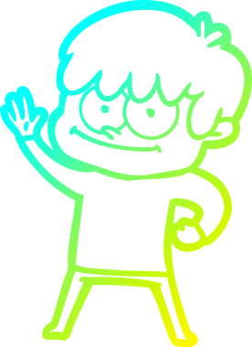 Bir insan tarafından çizilmiş mutlu bir çizgi film karakteri çizimi.