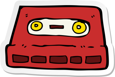 Bir insan tarafından çizilmiş bir kaset etiketi.