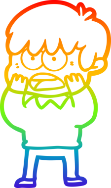 Bir insan tarafından çizilmiş endişeli bir çizgi film çocuğunun çizimi.