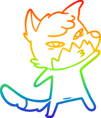 gökkuşağı gradyanı çizimi bir insan tarafından çizilmiş akıllı bir tilki çizgi filmi