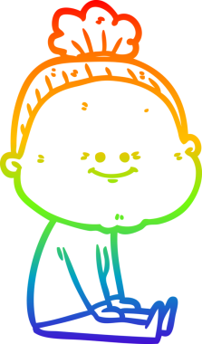 Gökkuşağı gradyan çizgi çizimi Bir insan tarafından çizilmiş mutlu yaşlı kadın