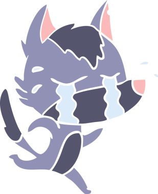 Bir insan tarafından çizilmiş düz renkli ağlayan kurt resmi.