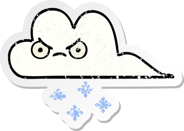 Bir insan tarafından çizilmiş tatlı bir karikatür kar bulutunun sıkıntılı çıkartması