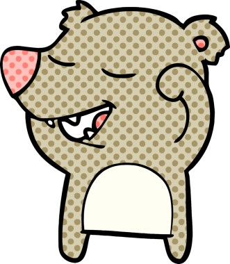 Bir insan tarafından çizilmiş çizgi film ayısı.