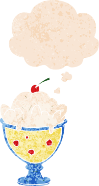 Düşünce baloncuklu karikatür tatlısı grunge dertli eski moda bir insan tarafından çizilmiş.