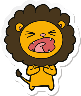 Bir insan tarafından çizilmiş karikatür aslanının çıkartması.