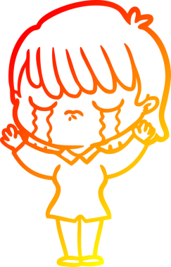 Bir insan tarafından çizilmiş, ağlayan bir çizgi kadın çizimi.