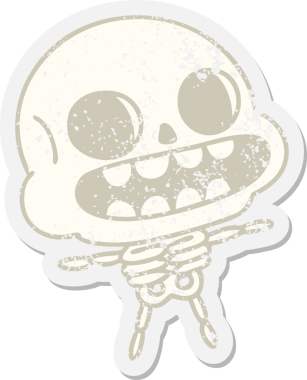 Bir insan tarafından çizilmiş mutlu cadılar bayramı iskeleti grunge çıkartması