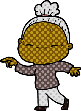 Bir insan tarafından çizilmiş barışçıl yaşlı bir kadın.