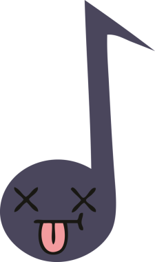 Bir insan tarafından çizilmiş bir notanın düz renkli retro karikatürü