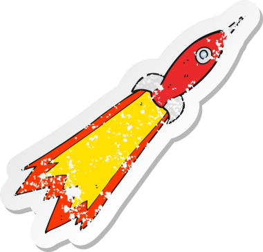 Bir insan tarafından çizilmiş bir roketin gerilimli çıkartması.