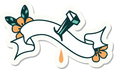 Bir insan tarafından çizilmiş demir çivi amblemli dövme stili.