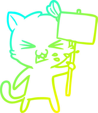 Bir insan tarafından çizilen çizgi film kedisinin soğuk gradyan çizgisi.