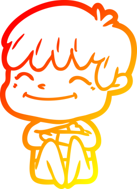 Bir insan tarafından çizilen mutlu bir çocuğun sıcak çizgi çizimi.