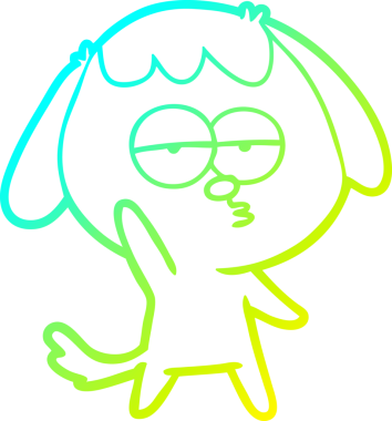 Bir insan tarafından çizilmiş ve sıkılmış bir köpeğin soğuk çizgi çizimi.