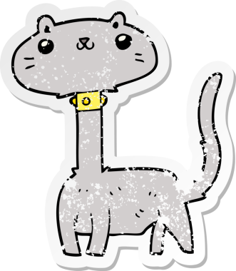 Bir insan tarafından çizilmiş karikatür bir kedinin sıkıntılı çıkartması.