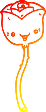 Bir insan tarafından çizilmiş karikatür çiçeğinin sıcak çizgi çizimi