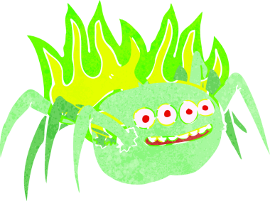 Bir insan tarafından çizilmiş ürkütücü bir örümcek.