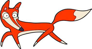 Bir insan tarafından çizilmiş ince çizgi film tilkisi.