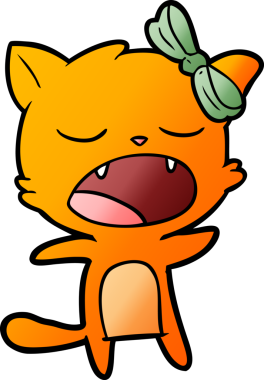 Bir insan tarafından çizilmiş şarkı söyleyen bir kedi.