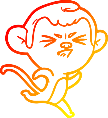 Bir insan tarafından çizilmiş kızgın bir maymunun sıcak çizgi çizimi