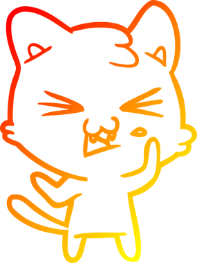 Bir insan tarafından çizilmiş çizgi film kedisinin sıcak çizgi çizimi