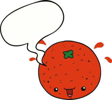 Bir insan tarafından çizilmiş konuşma baloncuklu turuncu çizgi film