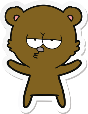 Bir insan tarafından çizilmiş sıkılmış bir ayı çizgi filminin çıkartması.