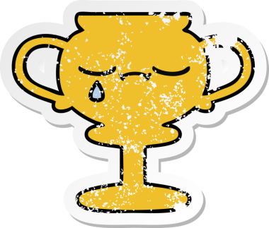 Bir insan tarafından çizilmiş sevimli bir karikatür kupasının sıkıntılı çıkartması.