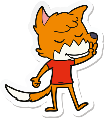 Bir insan tarafından çizilmiş dost canlısı bir tilkinin çıkartması.