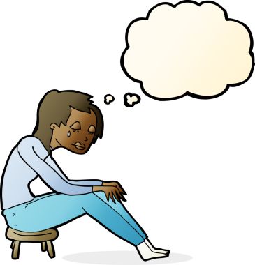 Bir insan tarafından çizilmiş düşünce balonlu ağlayan kadın çizgi filmi.