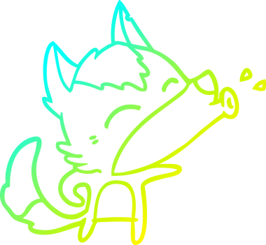 Bir insan tarafından çizilen uluyan kurt çizgi filminin soğuk gradyan çizimi