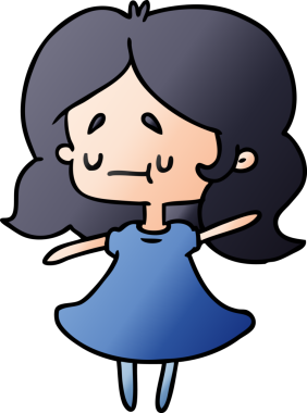 Bir insan tarafından çizilmiş sevimli bir kawai kızının gradyan çizimi.