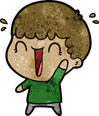 Bir insan tarafından çizilmiş gülen karikatür adam.