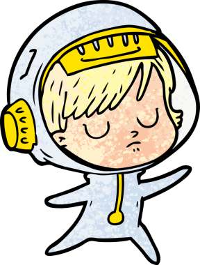 Bir insan tarafından çizilmiş astronot kadın.