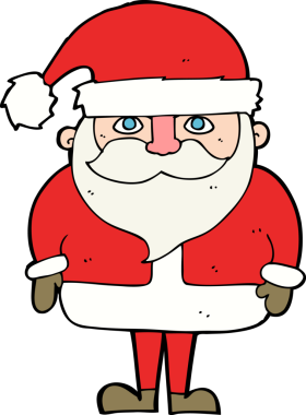 Bir insan tarafından çizilmiş Noel Baba çizgi filmi.