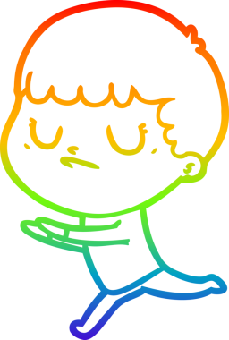 Gökkuşağı gradyan çizgi çizimi bir insan tarafından çizilmiş huysuz bir çocuk