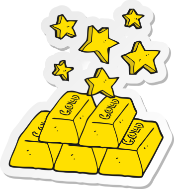 Bir insan tarafından çizilmiş altın çizgi film etiketi.