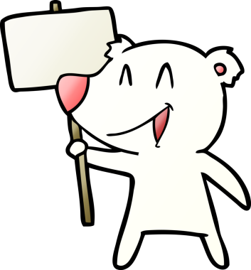 Bir insan tarafından çizilmiş protesto tabelalı kutup ayısı.