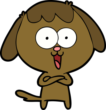 Bir insan tarafından çizilmiş şirin bir çizgi film köpeği.