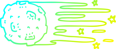 Bir insan tarafından çizilmiş, uçan bir asteroidin soğuk gradyan çizimi.