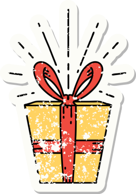 Bir insan tarafından çizilmiş dövme stili eski bir çıkartma.