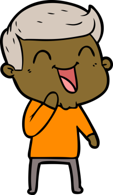 Bir insan tarafından çizilmiş gülen çizgi film adamı.