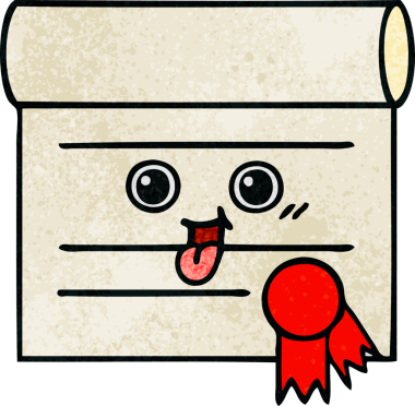 Bir insan tarafından çizilmiş sertifikanın grunge desen karikatürü