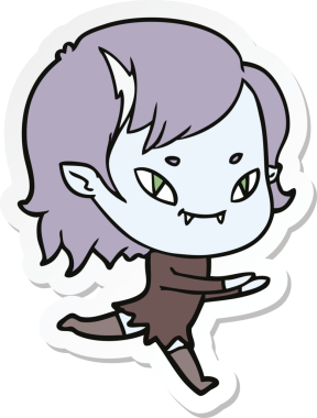 Bir insan tarafından çizilmiş, çizgi film dostu vampir kızın çıkartması.