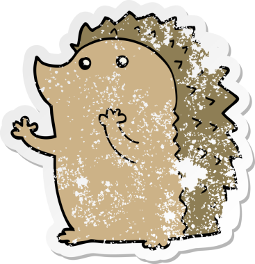 Bir insan tarafından çizilmiş bir kirpinin sıkıntılı çıkartması.