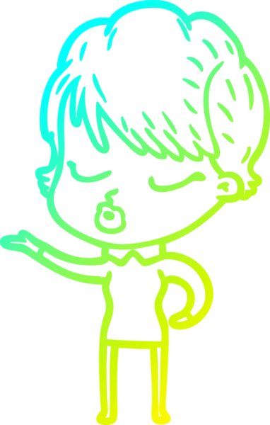 Bir insan tarafından çizilmiş gözleri olan bir karikatür kadın çizimi