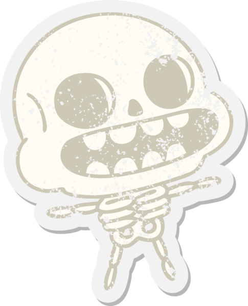 Bir insan tarafından çizilmiş mutlu cadılar bayramı iskeleti grunge çıkartması